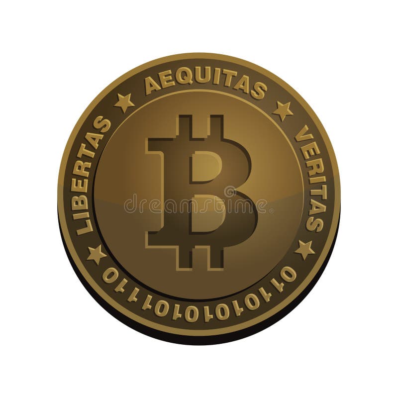 Bitcoin mynt Realistiskt tecken för brons vektor vektor illustrationer