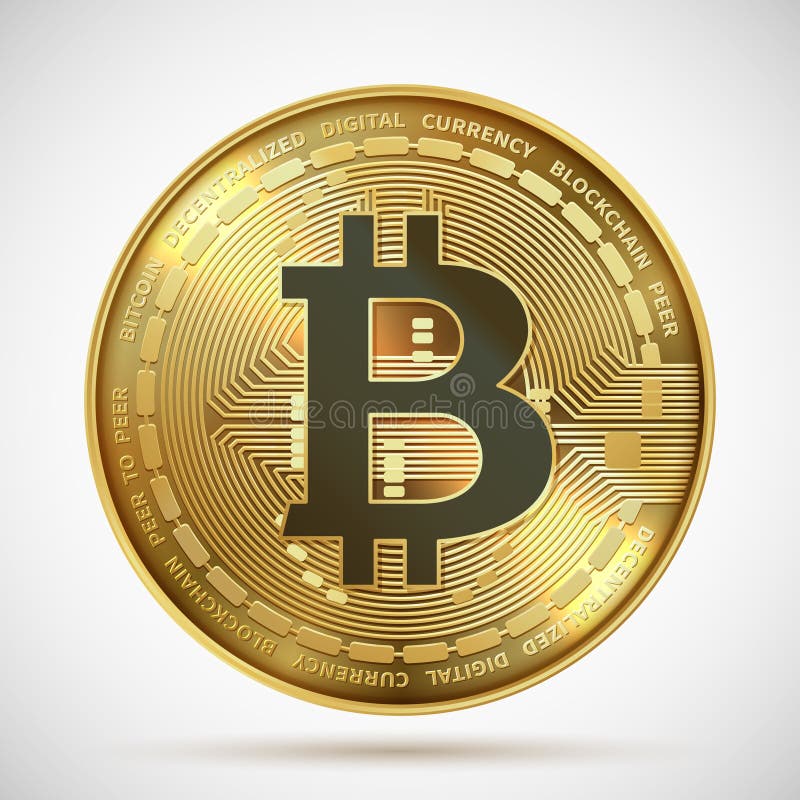 Bitcoin mynt Symbol för blockchain Cryptocurrency för guld- pengar som digitalt isoleras på vit Crypto mynt för vektor stock illustrationer