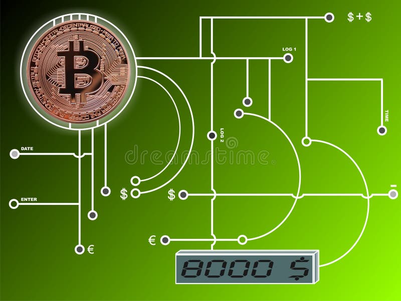 Bitcoin na obwód desce ilustracja wektor Bitcoin na obwód desce ilustracja wektor