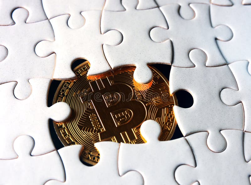 Bitcoin onder raadsel stock fotografie Bitcoin onder raadsel stock fotografie