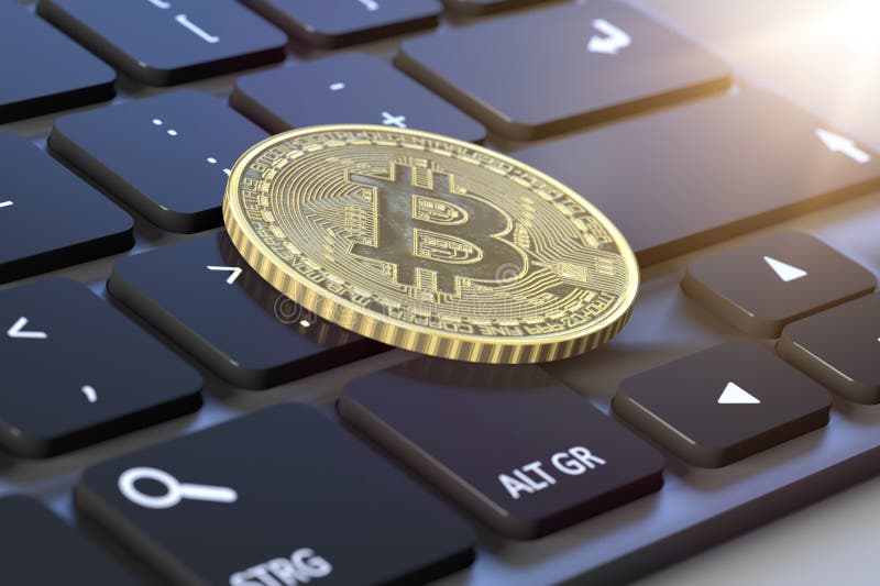 Bitcoin pe o tastatură vector illustration