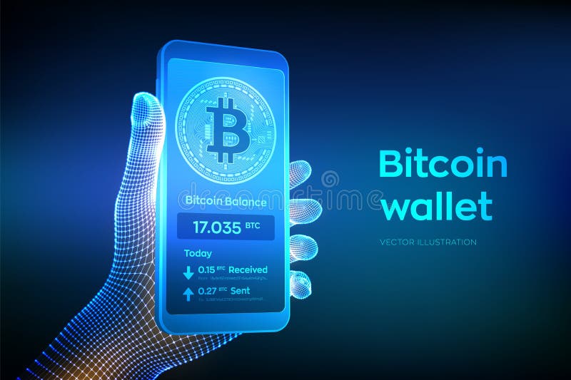 Bitcoin portfla interfejs na smartphone ekranie Cryptocurrency zap?aty i blockchain technologia opierali si? cyfrowego pieni?dze ilustracja wektor Bitcoin portfla interfejs na smartphone ekranie Cryptocurrency zap?aty i blockchain technologia opierali si? cyfrowego pieni?dze ilustracja wektor