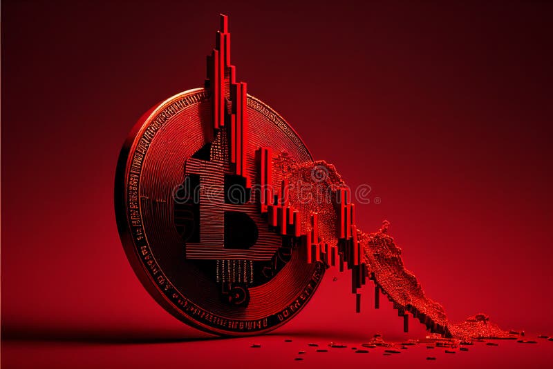 Bitcoin Price Crash In Front Of A Red Background Of The Graph Bitcoin Price Crash In Front Of A Red Background Of The Graph