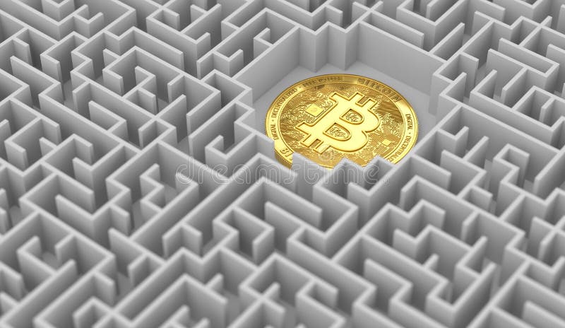 Bitcoin que coloca en alguna parte en el laberinto Problemas, cuestiones alrededor de cryptocurrencies y tentativas que los soluc ilustración del vector Bitcoin que coloca en alguna parte en el laberinto Problemas, cuestiones alrededor de cryptocurrencies y tentativas que los soluc ilustración del vector