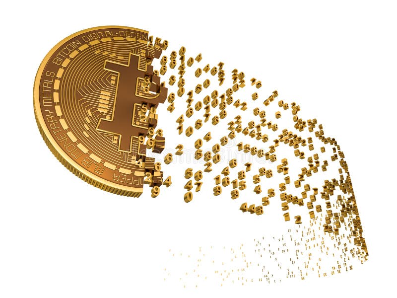 Bitcoin que se deshace a los dígitos ilustración del vector Bitcoin que se deshace a los dígitos ilustración del vector