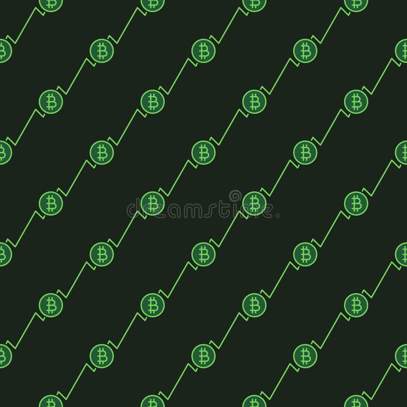 Bitcoin Rising Graph vector Blockchain Technology colored seamless pattern vector illustration