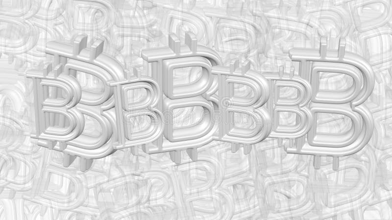 Bitcoin signs background. White bitcoin signs increase and decrease on the white background. Loopable. 3D rendering. Decrease video