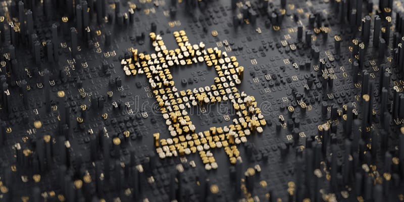 Bitcoin. Stylized Digital Sign. stock photography