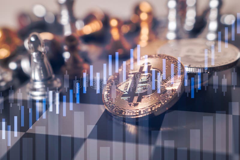 Bitcoin sur le jeu de société d'échecs des idées d'affaires image libre de droits Bitcoin sur le jeu de société d'échecs des idées d'affaires image libre de droits