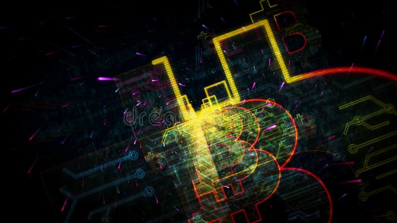 Bitcoin-Symbol für futuristische Animation vektor abbildung