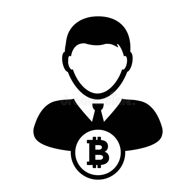 Bitcoin Symbol Icon Vector Blockchain Cryptocurrency with Male Person  Profile Avatar for Digital Wallet in a Glyph Pictogram Stock Vector   Illustration of color payment 210078412