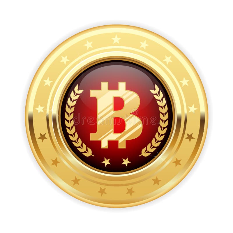 Bitcoin symbol na złotym medalu - cryptocurrency ikona royalty ilustracja Bitcoin symbol na złotym medalu - cryptocurrency ikona royalty ilustracja