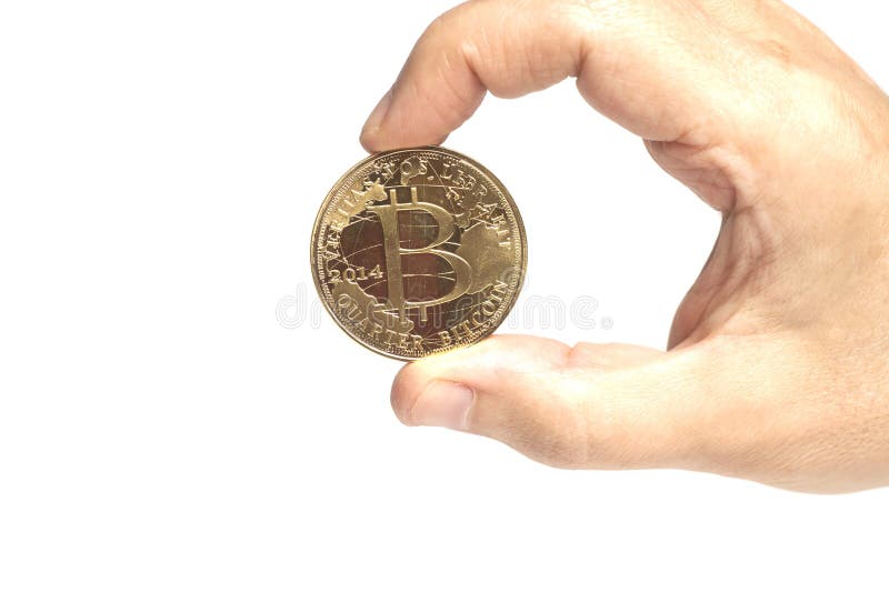 Bitcoin tenant la main photographie stock Bitcoin tenant la main photographie stock