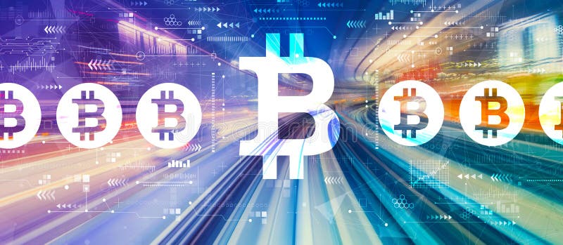 Bitcoin theme with high speed motion blur vector illustration