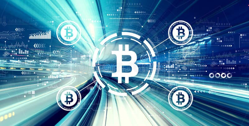 Bitcoin theme with high speed motion blur royalty free illustration