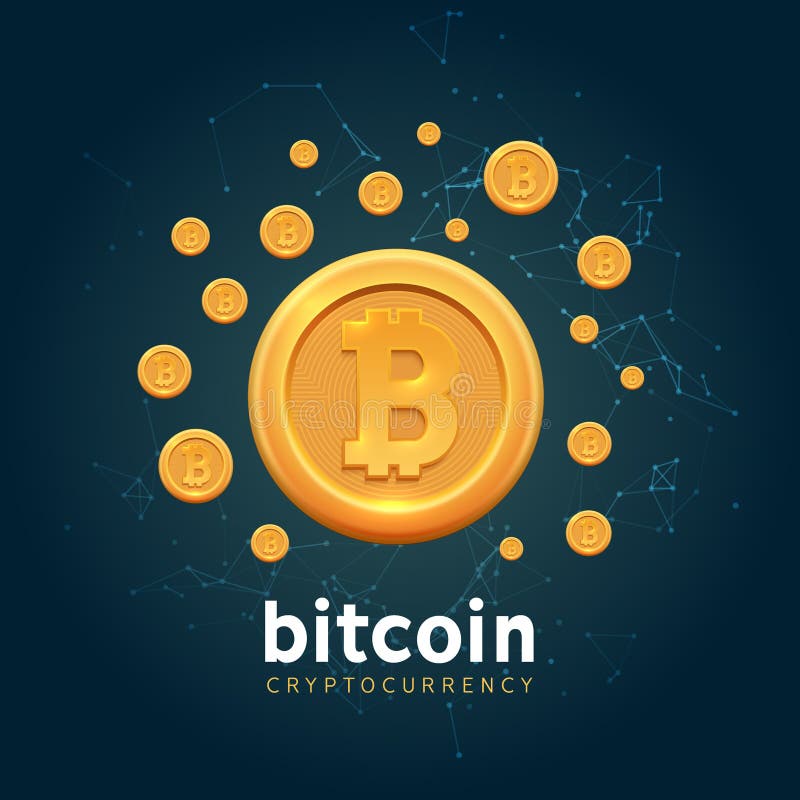 Bitcoin vector crypto currency background. Bit coin digital finance blockchain banner royalty free illustration