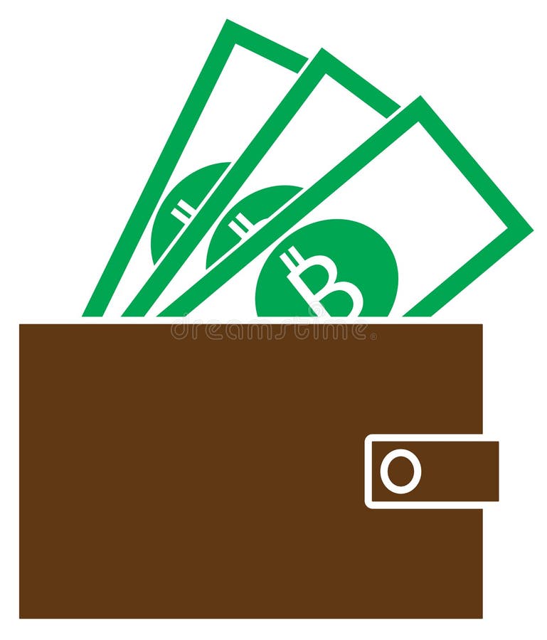 Bitcoin waluty crypto logo na notatkach strzela z portfla lub ikona royalty ilustracja