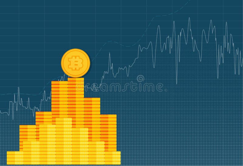 Bitcoin waluty kija wykresu crypto mapa rynek papierów wartościowych inwestyci handel ilustracja wektor