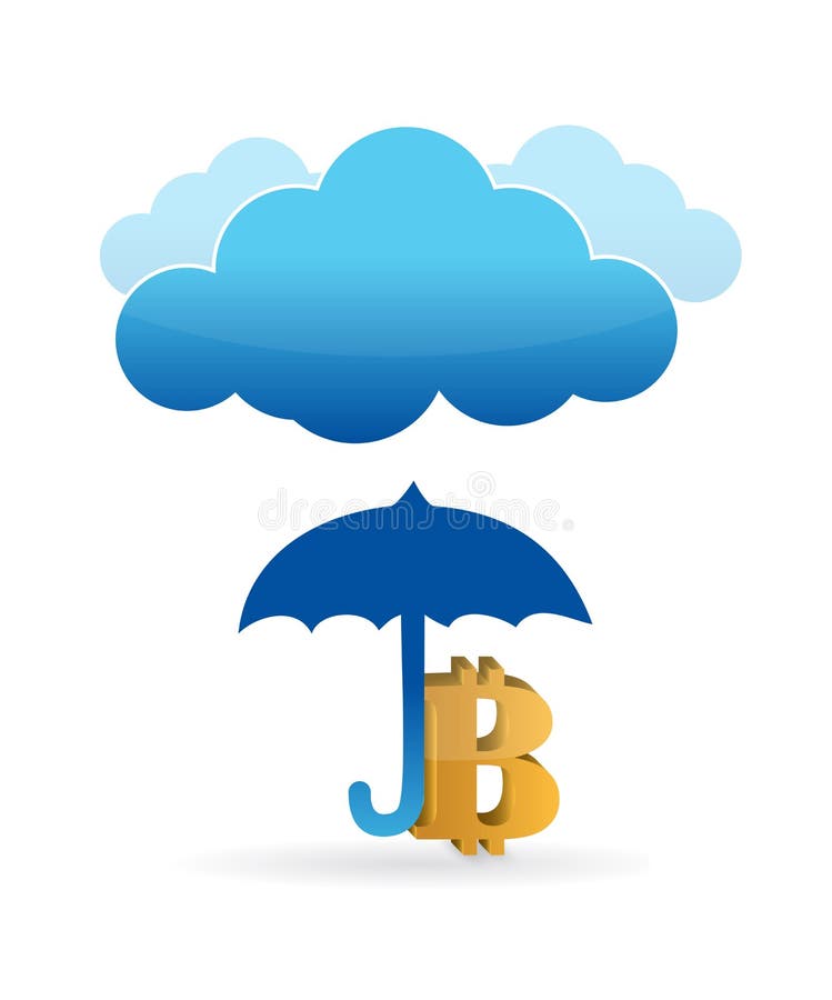 Bitcoin waluty pogodowej ochrony crypto pojęcie ilustracji