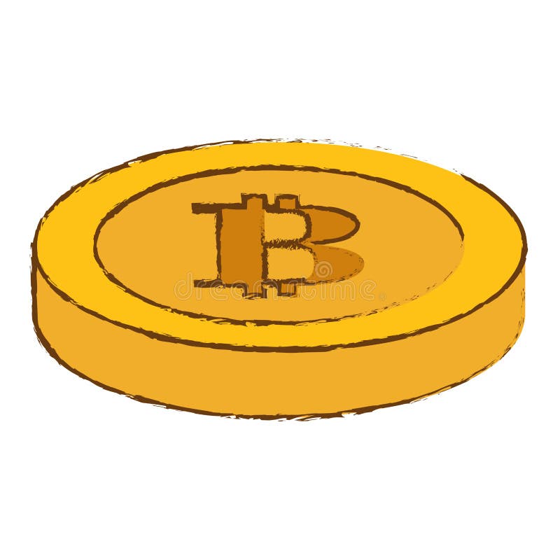 Bitcoin yellow icon, digital money symbol stock illustration
