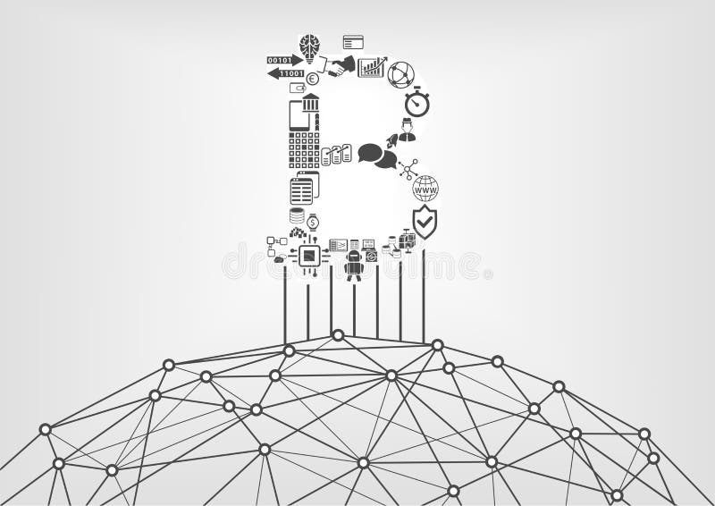 Bitcoin и значок blockchain с Всемирным Вебом как символ для секретной валюты бесплатная иллюстрация Bitcoin и значок blockchain с Всемирным Вебом как символ для секретной валюты бесплатная иллюстрация