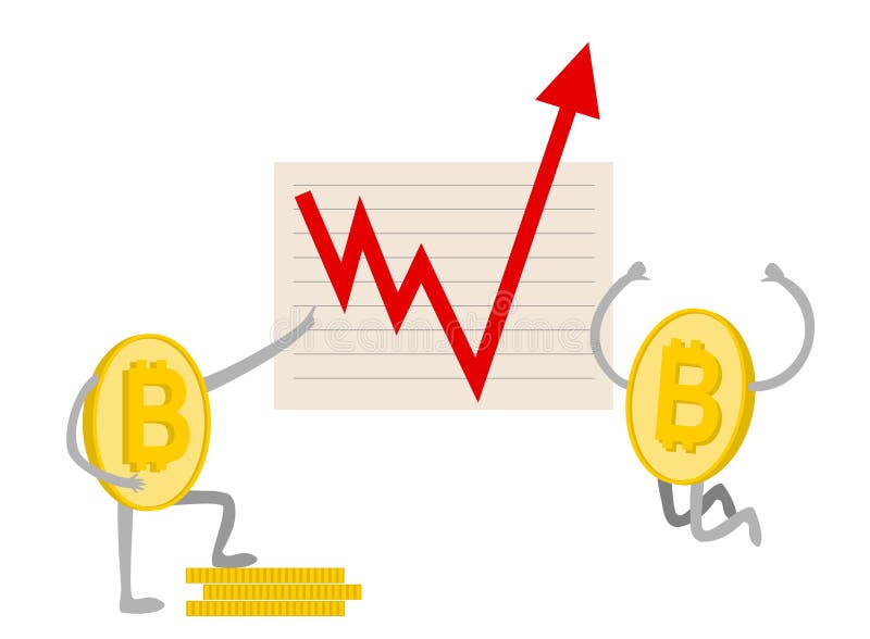 Bitcoin. Рост. Показатель роста bitcoin. Красная стрелка вверх. Оценка индекса bitcoin поднимается на валютный рынок. Секретная ва бесплатная иллюстрация