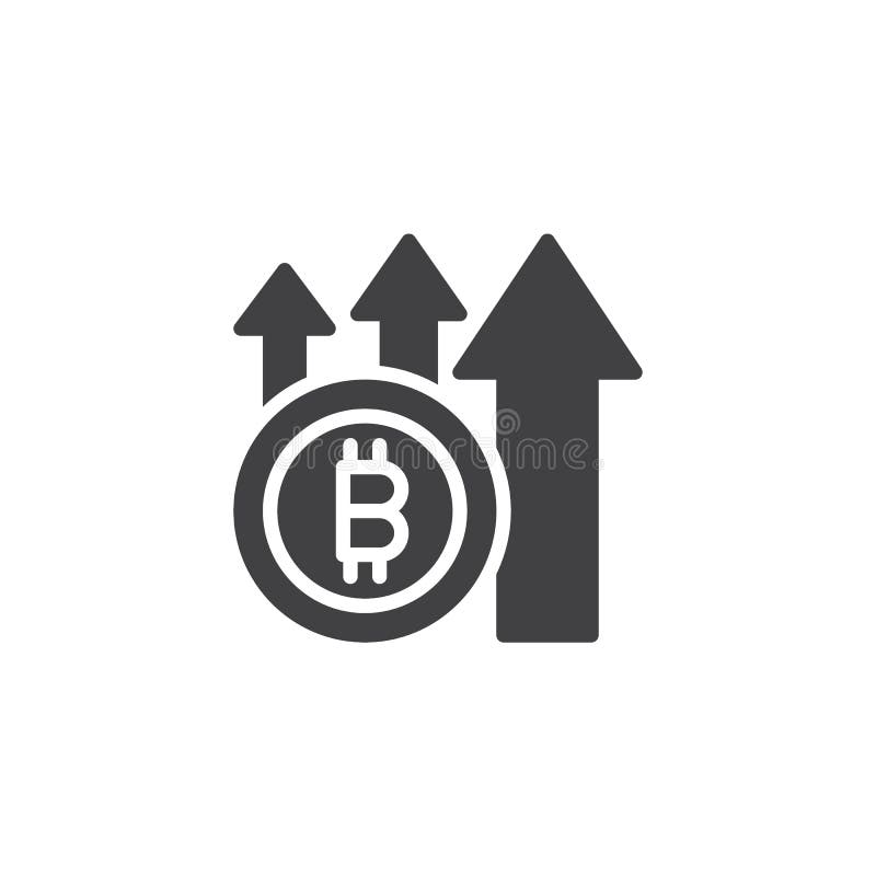 Bitcoin с поднимающим вверх значком вектора стрелок иллюстрация вектора