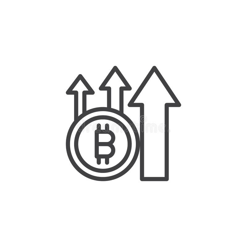 Bitcoin с поднимающим вверх значком плана стрелок иллюстрация штока