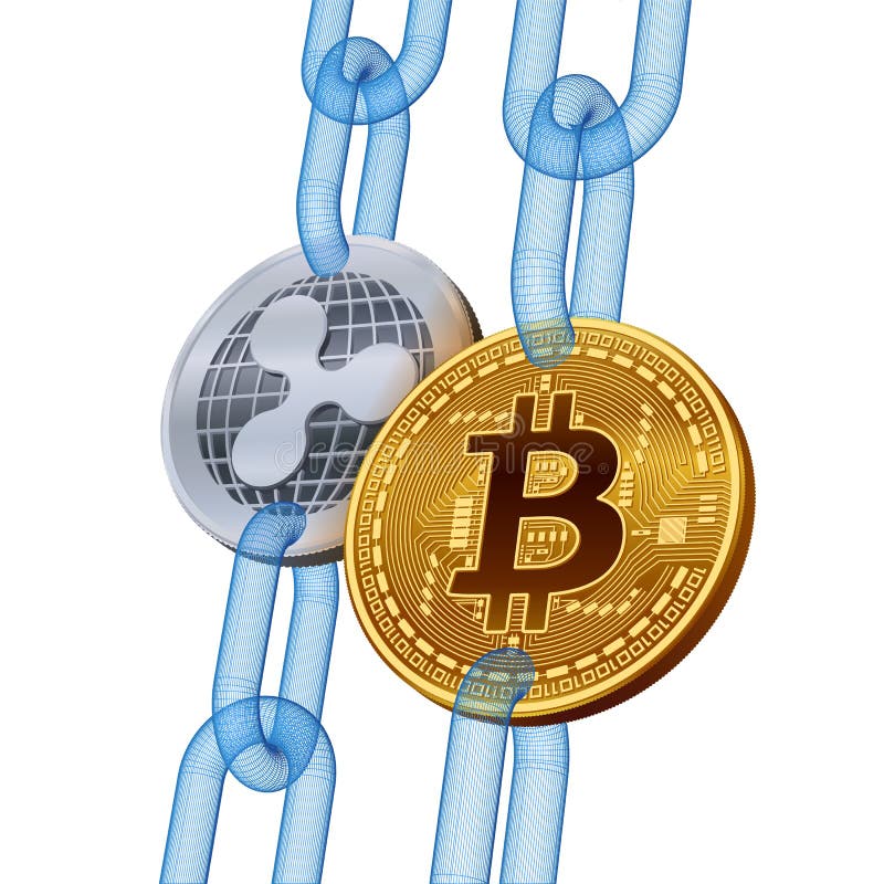 Bitcoin 波纹 Cryptocurrency Blockchain 金黄bitcoin和银起波纹与wireframe链子的硬币 3D等量物理co 向量例证 Bitcoin 波纹 Cryptocurrency Blockchain 金黄bitcoin和银起波纹与wireframe链子的硬币 3D等量物理co 向量例证