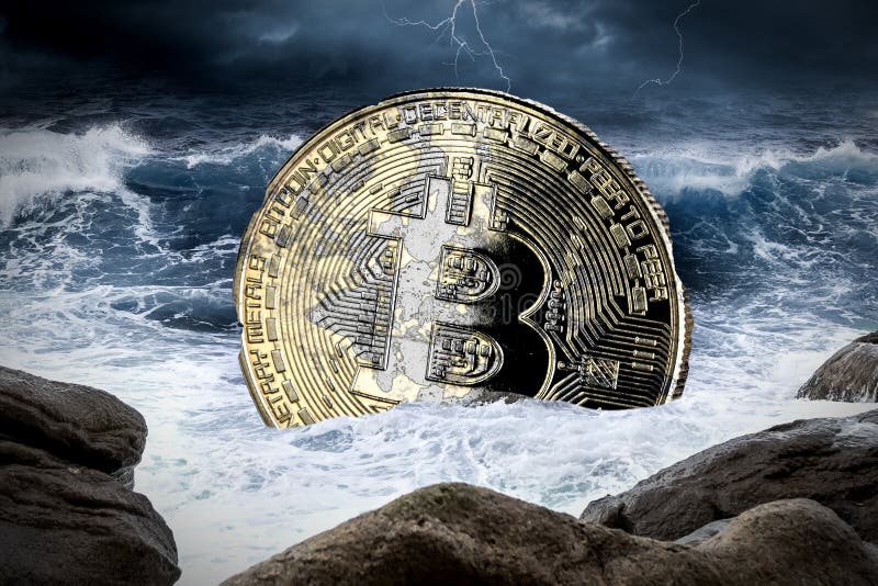 Bitcoincrypto de neerstortingsconcept van de munt financiële markt
