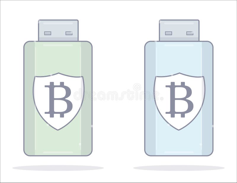 Bitcoinportefeuille USB flitsaandrijving De stijl van het beeldverhaal royalty-vrije illustratie Bitcoinportefeuille USB flitsaandrijving De stijl van het beeldverhaal royalty-vrije illustratie