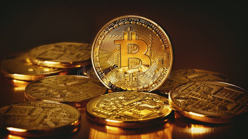 Bitcoins d'or images libres de droits