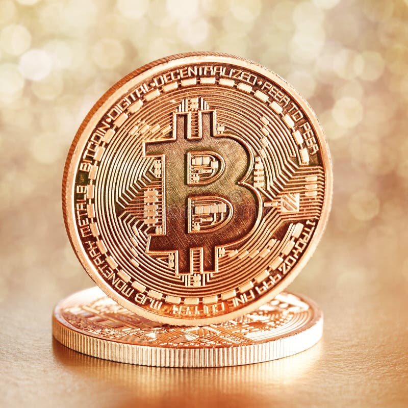 Golden Bitcoins images libres de droits