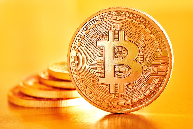 Bitcoins d'or photo stock
