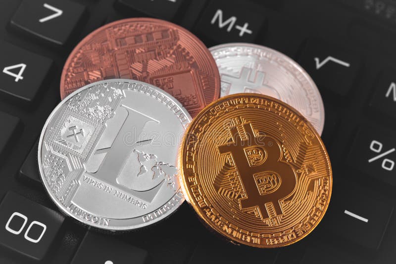 Bitcoins e Litecoin foto de stock. Imagem de logotipos 119972110