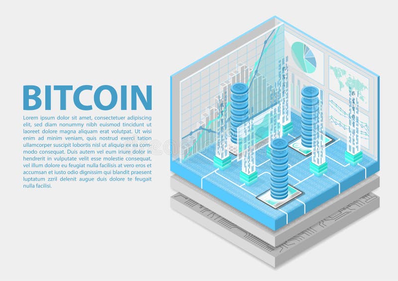 Bitcoin等量传染媒介例证 摘要3D infographic为财政技术 库存例证 Bitcoin等量传染媒介例证 摘要3D infographic为财政技术 库存例证