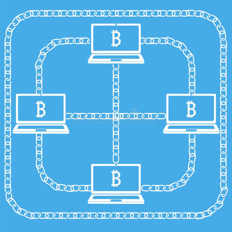 Bitcon del computer portatile di Blockchain royalty illustrazione gratis
