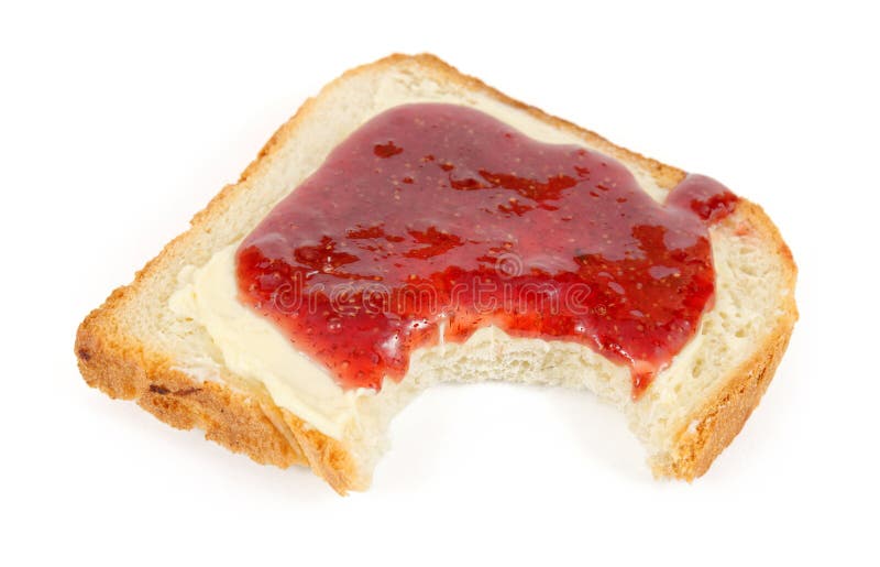 Bite out of a slice of bread stock image