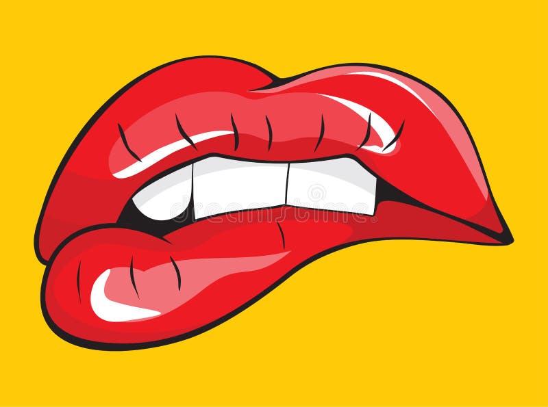 Biting her red lips teeth royalty free illustration Biting her red lips teeth royalty free illustration