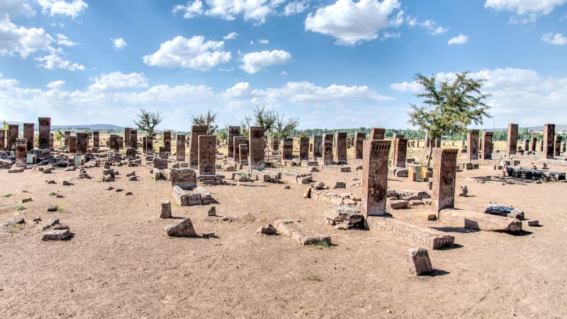 Bitlis, Turkey - September 28, 2013: Seljuk Cemetery of Ahlat, the tombstones of medieval islamic notables