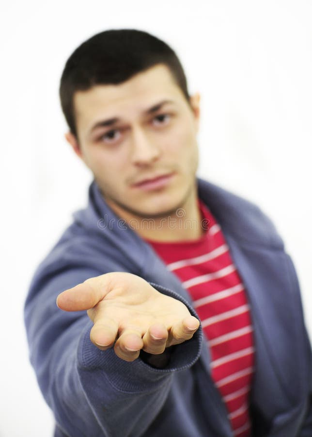 Man begging, hand gesture in front. Man begging, hand gesture in front