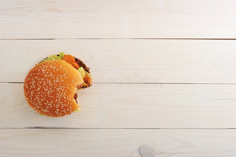 Bitten Bbq Hamburger Vegetables Spices Stock Photos Free & Royalty