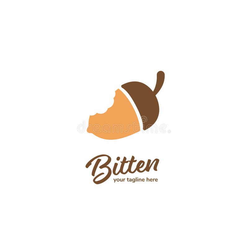 Bitten oak nut peanut logo, bitten squirrel nut logo icon simple flat vector style stock illustration Bitten oak nut peanut logo, bitten squirrel nut logo icon simple flat vector style stock illustration