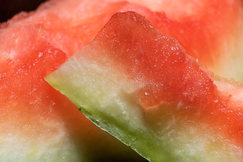 Bitten Peel of Watermelon with Green Skin is Macro Stockbild Bild von