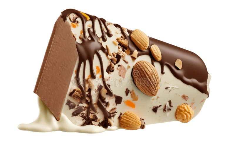 Bitten Popsicle Ice Cream Bar with Chocolate Coating, Generative Ai