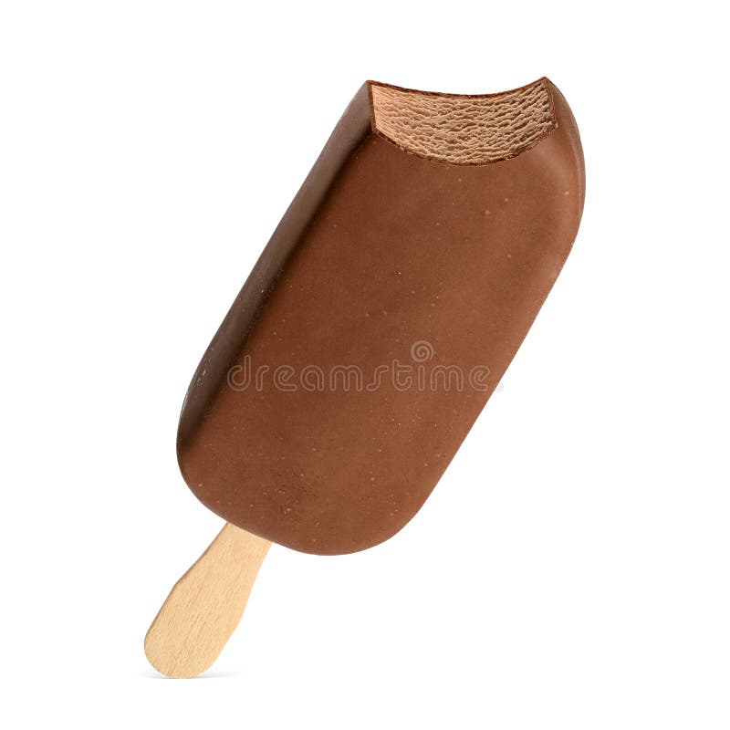Bitten Popsicle Ice Cream Bar with Chocolate Coating, Generative Ai