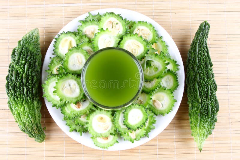 Bitter melon soup with sliced raw melons. royalty free stock photos Bitter melon soup with sliced raw melons. royalty free stock photos