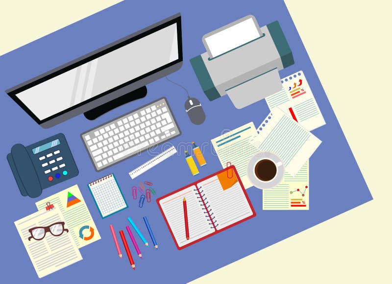Biurko officemates Realistyczna miejsce pracy organizacja najlepszy widok budowy ilustraci zapas pod wektorem ilustracja wektor Biurko officemates Realistyczna miejsce pracy organizacja najlepszy widok budowy ilustraci zapas pod wektorem ilustracja wektor