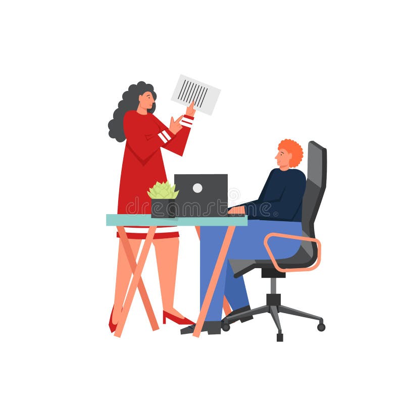Biurowa praca, wektorowa mieszkanie stylu projekta ilustracja ilustracja wektor Biurowa praca, wektorowa mieszkanie stylu projekta ilustracja ilustracja wektor