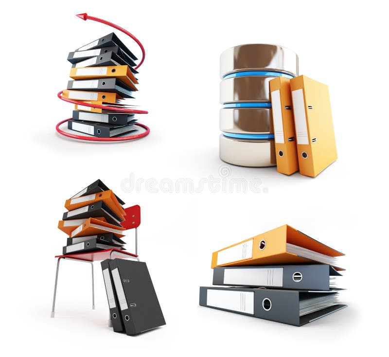 Biurowe falcówki, gacenie falcówka na białej tła 3D ilustraci ilustracja wektor Biurowe falcówki, gacenie falcówka na białej tła 3D ilustraci ilustracja wektor